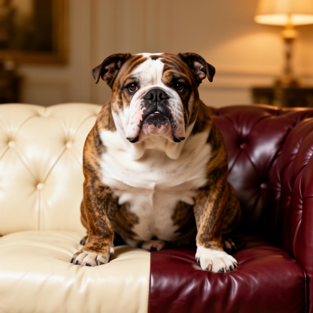 English Bulldog pedigree portrait — England, 13th c. (later refined as a companion)